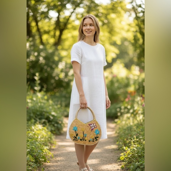 Handbags - Floral Straw Bag